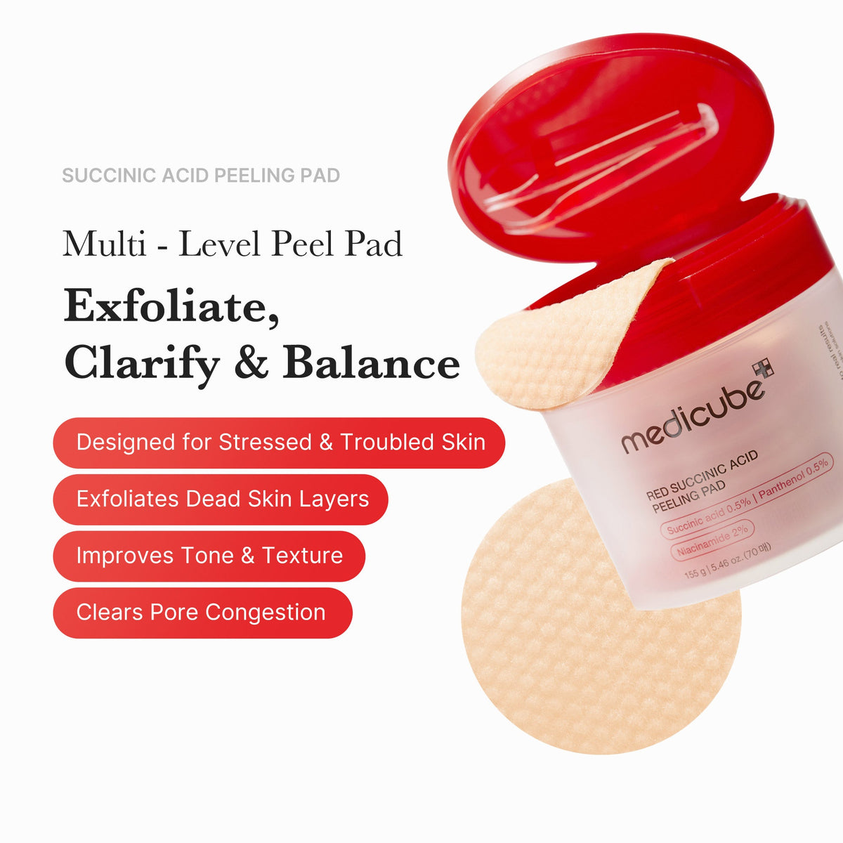 Red Succinic Acid Panthenol Pads E2